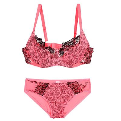 China QUICK DRY sexy young women's tow lace lingerie hook-and-eye lift up closure bra sets CD cup underwear for ladies for sale