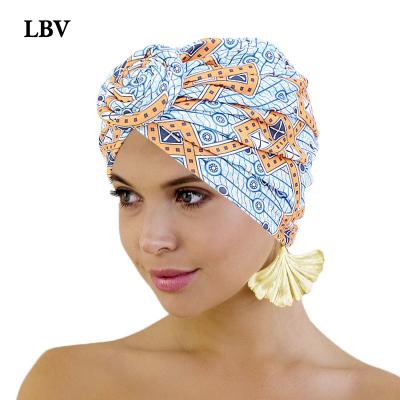 China Decorate LBV New Wholesale Ankara Printing Indian Twisty Turban Hat Style Women Cotton Print African Turban For Girls for sale