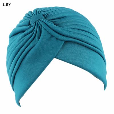 China Decorate Hot Sale Wholesale LBV Amazon Women Knotted Turban Beania Hat Plain Cancer Muslim Indian Hat Sleep Hat Hoods for sale