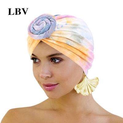 China Decorate LBV Women African Style Cotton Knotted Pre Tied Hat Make Up Hat Muslim Haijab Knot Headband Women Turban Hat for sale