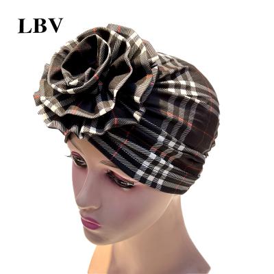 China Wholesale Fashion LBV New Bohemia Type Prints 3D Flower Women Arabic Cotton Head Wrap Muslim Female Turban Hat for sale