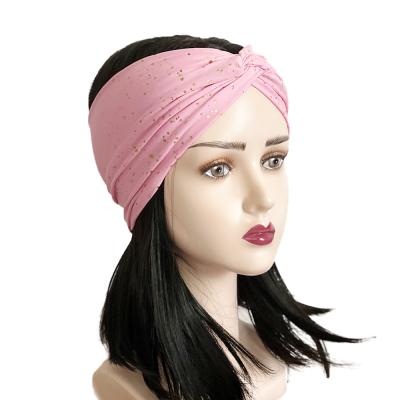 China Decorate LBV Fashion Accessories Women Wide Running Sports Bling Solid Cotton Cross Knotted Korea Designs Latest Head Wrap Headbands for sale