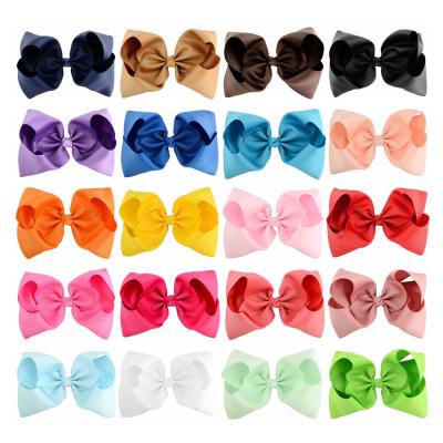 China Decorate LBV Hot Selling Cheap Candy Color 8 Inch Children Hangers 20 Solid Colors Flower Children's Hair Clips Accessories Head Bows for sale