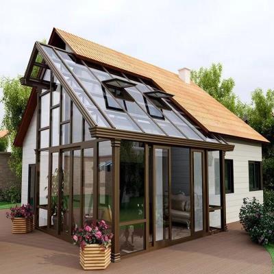 China Easily Assembled Prefab Heat Break Insulated Green Sunroom House With Aluminum Frames And Glass Panels for sale