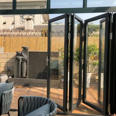 China Magnetic Screen Aluminum Alloy Door Window Outside Balcony Folding Frame Aluminum Door Magnetic Control Shutter Door &windows for sale