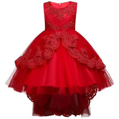 China Wholesale Puff Sleeves Kids Dress Princess Dress Embroidered Girls Lace Dress Bridesmaid Tutu Tow Skirt for sale