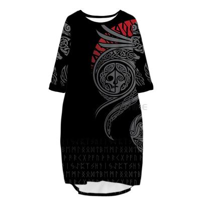 China 3D Copy Wholesale Anti-Static Long Loose Casual Dress Viking - Odin's Long Dress Summer Traf Tatoo Style Shepherd Pocket For Women v11 for sale