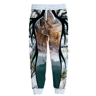 China Wholesale Womens 3D Print Anti-wrinkle Mens Animal Deer Hunting Sports Casual Active Joggers Pants Trousers Sweatpants v1 for sale