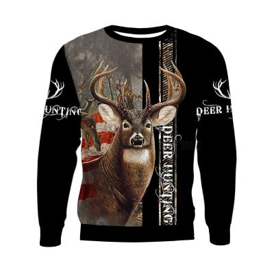 China Wholesale Anti-wrinkle Mens Womens 3D Printing Deer Hunting Long Sleeve Sweatshirt Journal Tops Basic Stylish Round Neck for sale