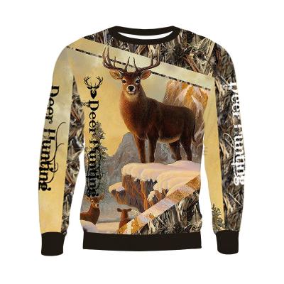 China Wholesale Anti-wrinkle Mens Womens 3D Printing Deer Hunting Long Sleeve Sweatshirt Journal Tops Basic Stylish Round Neck V2 for sale