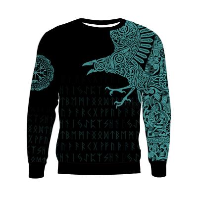 China Wholesale Mens Womens 3D Viking Copy Anti-wrinkle - Raven Of Odin Sweatshirt Journal Tattoo Long Sleeve Full Round Neck Stylish Basic v12 for sale