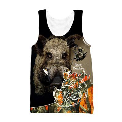 China Wholesale QUICK DRY Mens 3D Printed Boar Hunting Tops Sleeveless Round Neck Vest T-Shirt For Gym Sport And Casual for sale