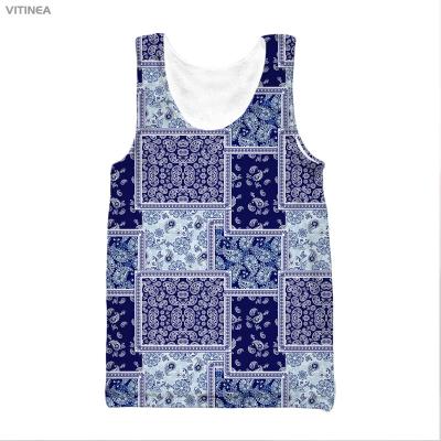 China Wholesale QUICK DRY Men's 3D Printed Paisley Pattern Floral Tops Neck Vest Sleeveless Round T-Shirt For Gym Sport And Casual for sale