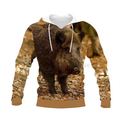 China Wholesale Funny Anti-wrinkle New Men And Women Unisex Hoodie 3D Printing Boar Hunting Pullover Hooded Sweatshirt V11 for sale