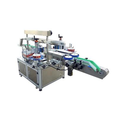 China Automatic Double Sides Wet Glue Sticker 2 Beverage Labeling Machines Round Bottle Labeling Machine for sale