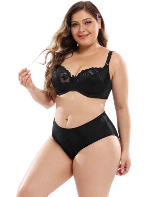 China Plus size quality lace breathable spandex bra set women ladies panties and bra underwear for sale