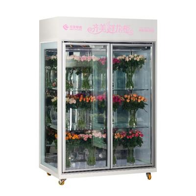 China Hot Selling Kimay Door Single-temperature Fresh Flower Transparent Glass Display Fridge Commercial Refrigerator With Light Box for sale