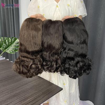 China Funmi Grade 12A Body Wave Virgin Hair Unprocessed Raw Indian Short Wave Wig Double Curl Super Pulled Bouncy Wig For Black Women for sale