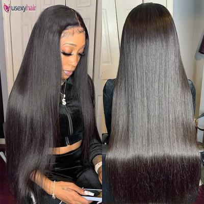 China Wholesale 10A Body Wave Pre Plucked Straight Lace Front Wigs With Baby Hair 13x6 Transparent Frontal Cuticle Aligned Raw Hair Wigs for sale