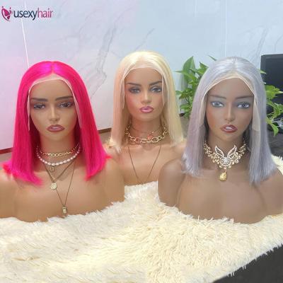 China Cheap Body Wave 613 Peruvian Blonde Colored Bob Wig, Hd Transparent Raw Virgin Full Lace Hair Wig, 100% Human Hair Bob Wig Lace Front for sale