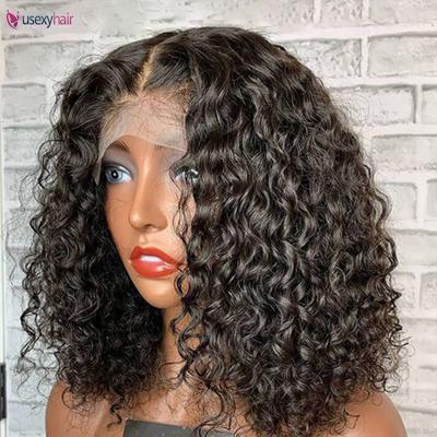 China Grade Wholesale Virgin Body Wave Sellers 10A Pixie Cut Short Bob Lace Frontal Wig Deep Water Wave Pre Plucked Lace Front Human Hair Wigs for sale