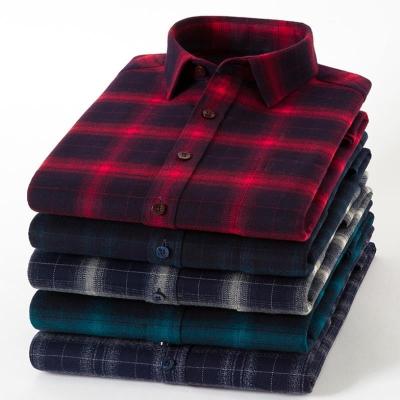 China Wholesale Pattern Casual Dark Washcloth Full Sleeve Interesting Polyester Spandex Polyester Spandex Anti-pilling Falling Plaid Shirt For Men for sale