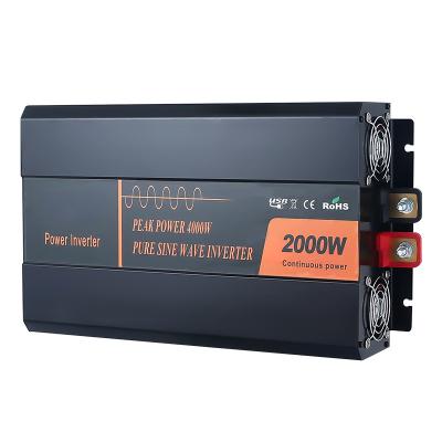 China Usb produced china wholesale 12v 220v 2000w inverter with intelligent temperature control silent fan 355*275*80mm for sale