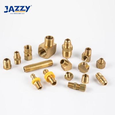 China CA360 Brass For Barstock Fitting COLOR Forged Compression Fitting SAE 45 Flare Nipple Pipe Brab Thrust On DOT Water Brake Pipe Plumbing Brass Fittings for sale