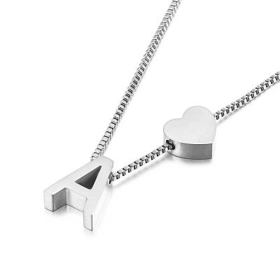 China Original Jewelry A-Z 26 Word Tasty Heart Necklace CLASSIC Hot-selling Silver Plated Charm Letter Stainless Steel Chain Titanium Chain for sale