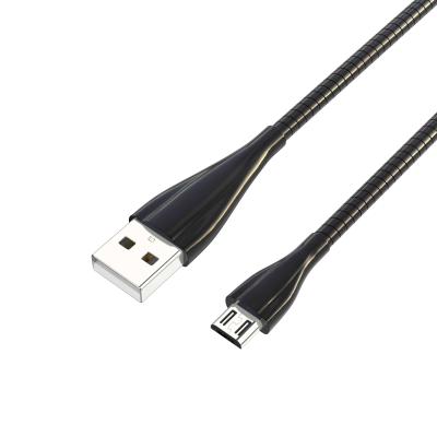 China For Android Manufacturer Stainless Steel Braided Metal Pipe Diamond Shaped Rhombus Zinc Alloy Head 1M Micro Usb Cable For Android for sale