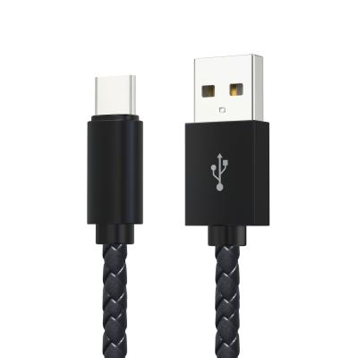 China High Quality High Speed ​​Transmission Mobile Phone Colored PU Leather Braided Type-C Fast Charging Data Sync USB C Cable For Samsung for sale