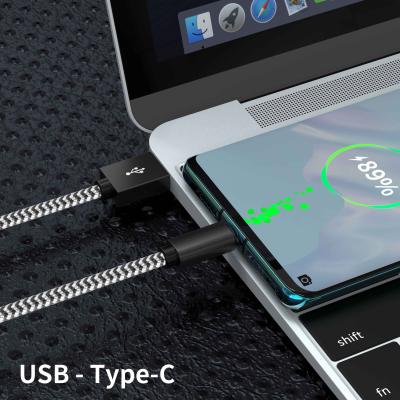 China For Android High Speed ​​Colorful 1M Long Android USB To Type To C Fast Charging Metal Head USB-C Nylon Braided Data Cable for sale