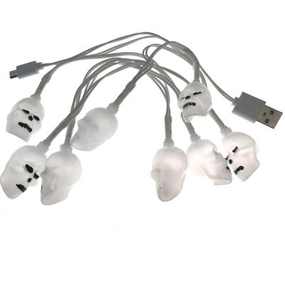 China Mobile Phone Types LED Color Changing Halloween Skull Night Light USB Type C Charging Cable For Android Phone for sale