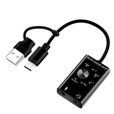 China Usb Sound Card Music USB Sound Card 7.1 Channel Audio Card Adapter 3.5mm Speaker Microphone Earphone Interface For PC Computer for sale