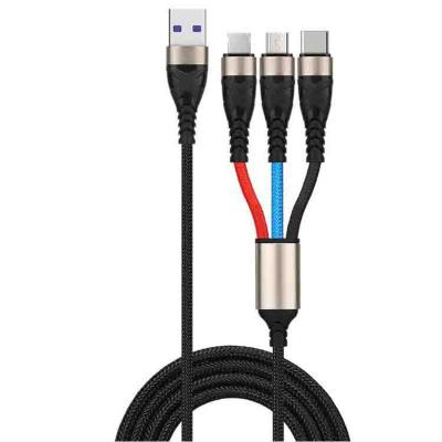 China Fast Charging Speed ​​USB 3 In 1 Multi Fast Charging Type C USB Cable Fast Charger 5A Micro Cable for sale