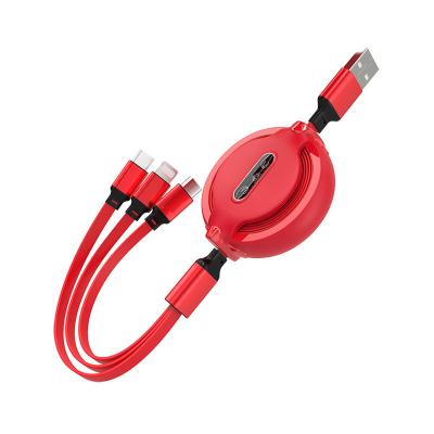 China Quick Charging Speed ​​Retractable Multifunction Charging 3-in-1 Cable For Mobile Phones Android Type-C for sale