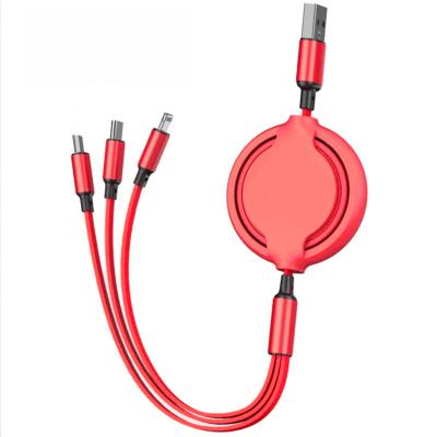 China High Quality Quick Charge Fast Charging 3 Speed ​​In 1 Retractable Usb Cable 3 in-1 All In One Data Phone Multi Charging Cable for sale