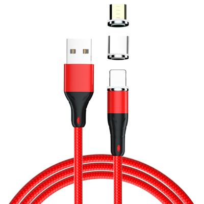 China Fast Charging Speed ​​360 Degree Nylon Braided Magnetic Data Cable Led Lightweight Usb Cable 3A Universal For Smartphone Usb Cable for sale