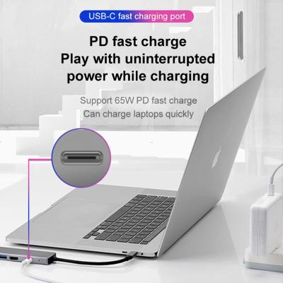 China Mobile Devices Computer .desk TYPE-C 5 in 1 HUB Adapter RJ45 PD Fast Charging USB Hub USB-c Charging Adapter for sale