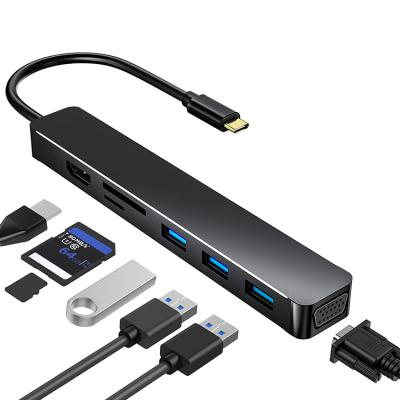 China Mobile Devices .desk computer type c USB3.0 hub USB3.0 SD TF card reader (4K) port docking station 7 in 1 type vs for sale