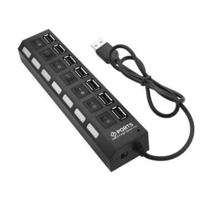 China Hot Selling High Speed ​​2.0 Computer Mobile Devices .desk Super Speed ​​7-Port USB 2.0 Hub With On/Off Switch for sale