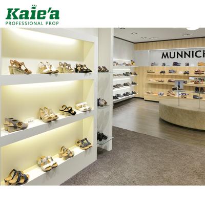 China New modern shoes display stand for shoe store decoration wooden shoe showcase for sale