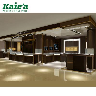 China Modern luxury jewelry shop counter jewelry display table design showroom glass jewelry showcase for sale