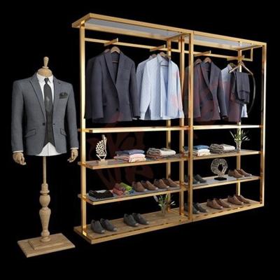 China Modern Led Lighting Clothing Display Garment Store Wall Mounted Display Rack For Clothes for sale