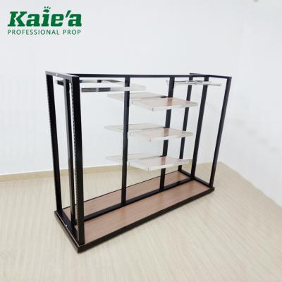 China Free Standing Boutique Wood Rack Clothes Rack Display Boutique Clothing Display Stand for sale