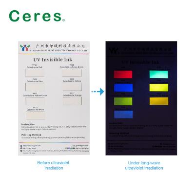 China Invisible ULTRAVIOLETA basada solvente de la tinta de impresión de la seguridad Ceres la tinta de impresión de la pantalla en venta