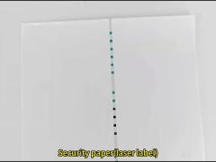 Security paper with green to blue threads