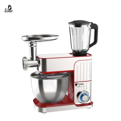 China Tilt Head Design ETL Listed 8 in 1 Multifunctional Kitchen Food Mixer Aid Stand Mixer Inox Cake Bread Dough Mixer for sale