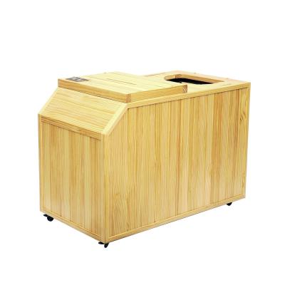 China Computer Control Panel Cheap Custom Design Wooden Sauna Barrel Unique Design Convenient Moving Body Sauna Half Barrel for sale