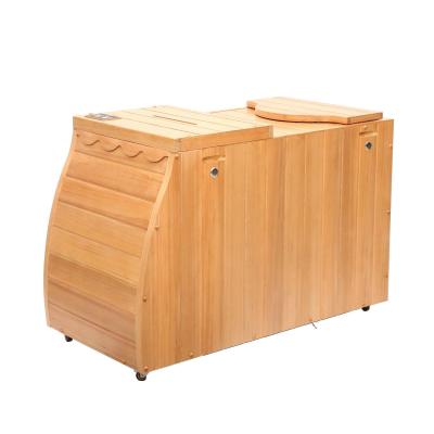 China Indoor half computer control panel body with wheels carbon foldable infrared film canadian hemlock sauna barrel for sale